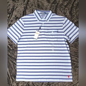 NEW‎ WITH TAGS!!! Polo Ralph LaurenCotton Stripe Pocket Polo Shirt Size L #0379